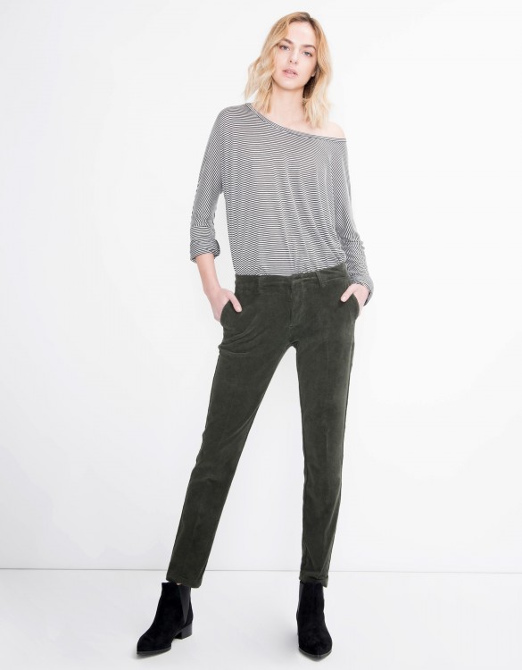 Velvet cigarette Trousers Lizzy - VERT BOUTEILLE