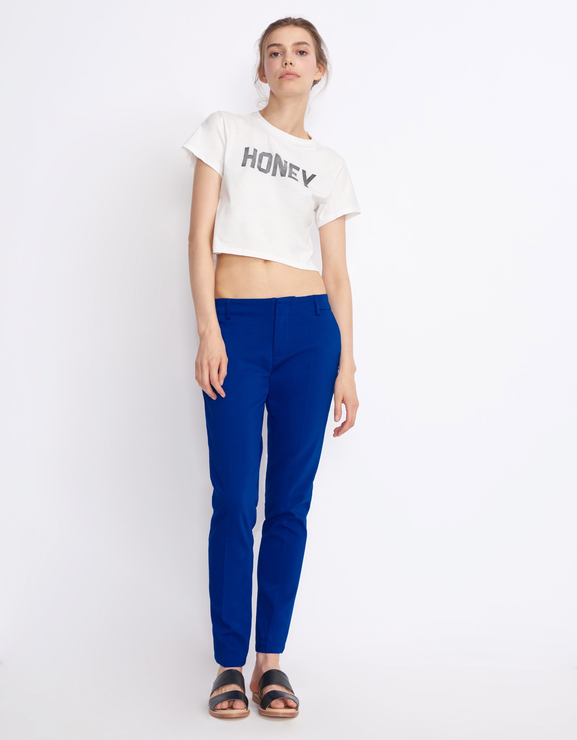 blue cigarette pants