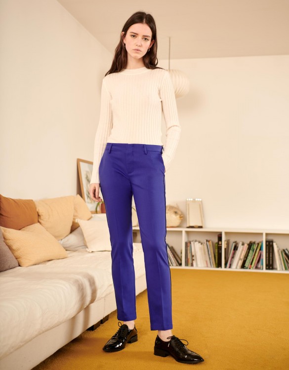 Cigarette Trousers Lizzy Color - VICTORIAN BLUE PIPING