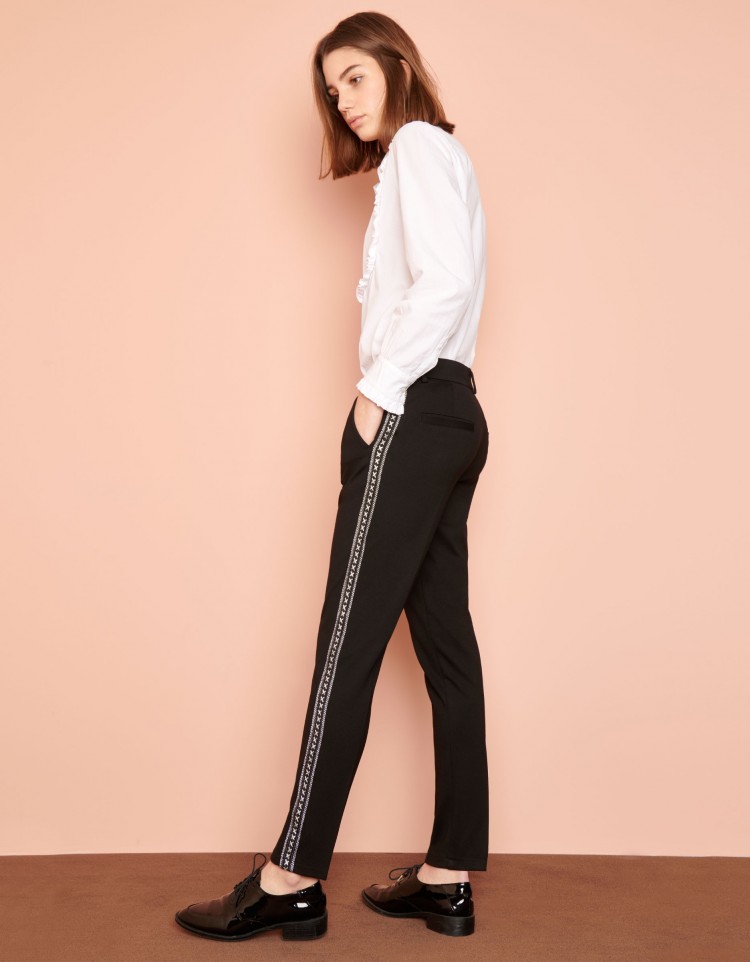 Missguided Zip Side Stripe Cigarette Trousers Black 50  Missguided   Lookastic