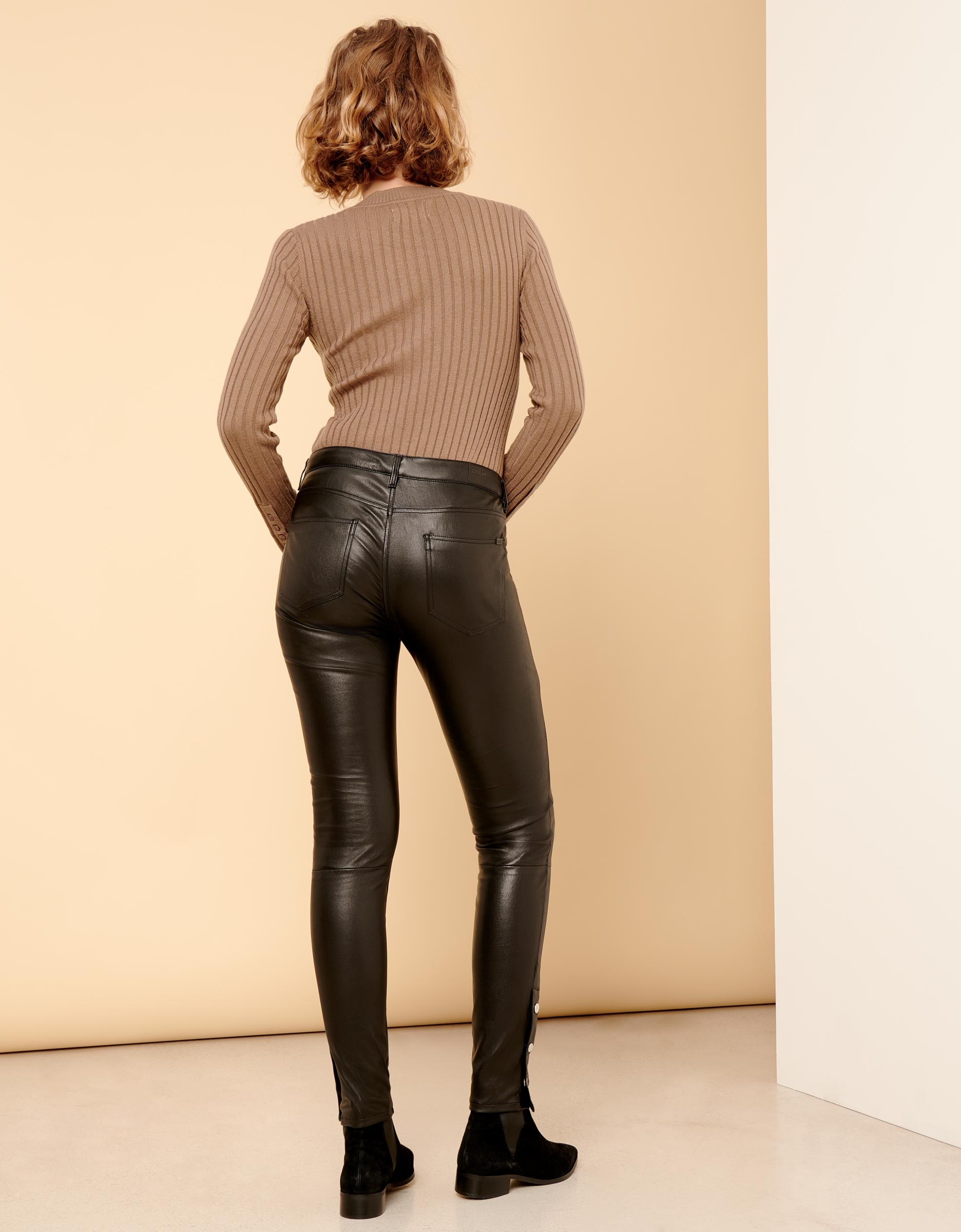 khaki leather pants