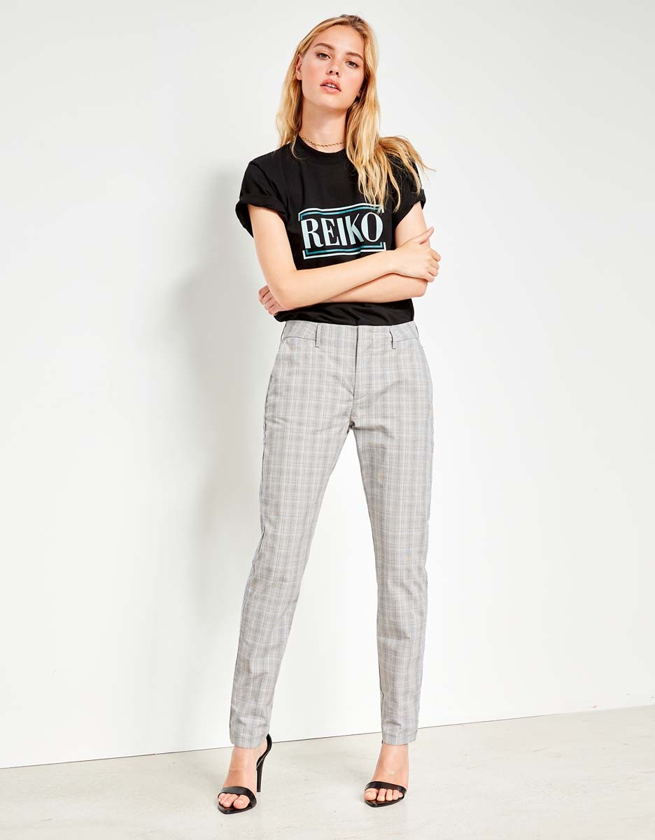 Uo Brown Check Print Slim Cigarette Trousers - Brown L At Urban Outfitters  from Urban Outfitters on 21 Buttons