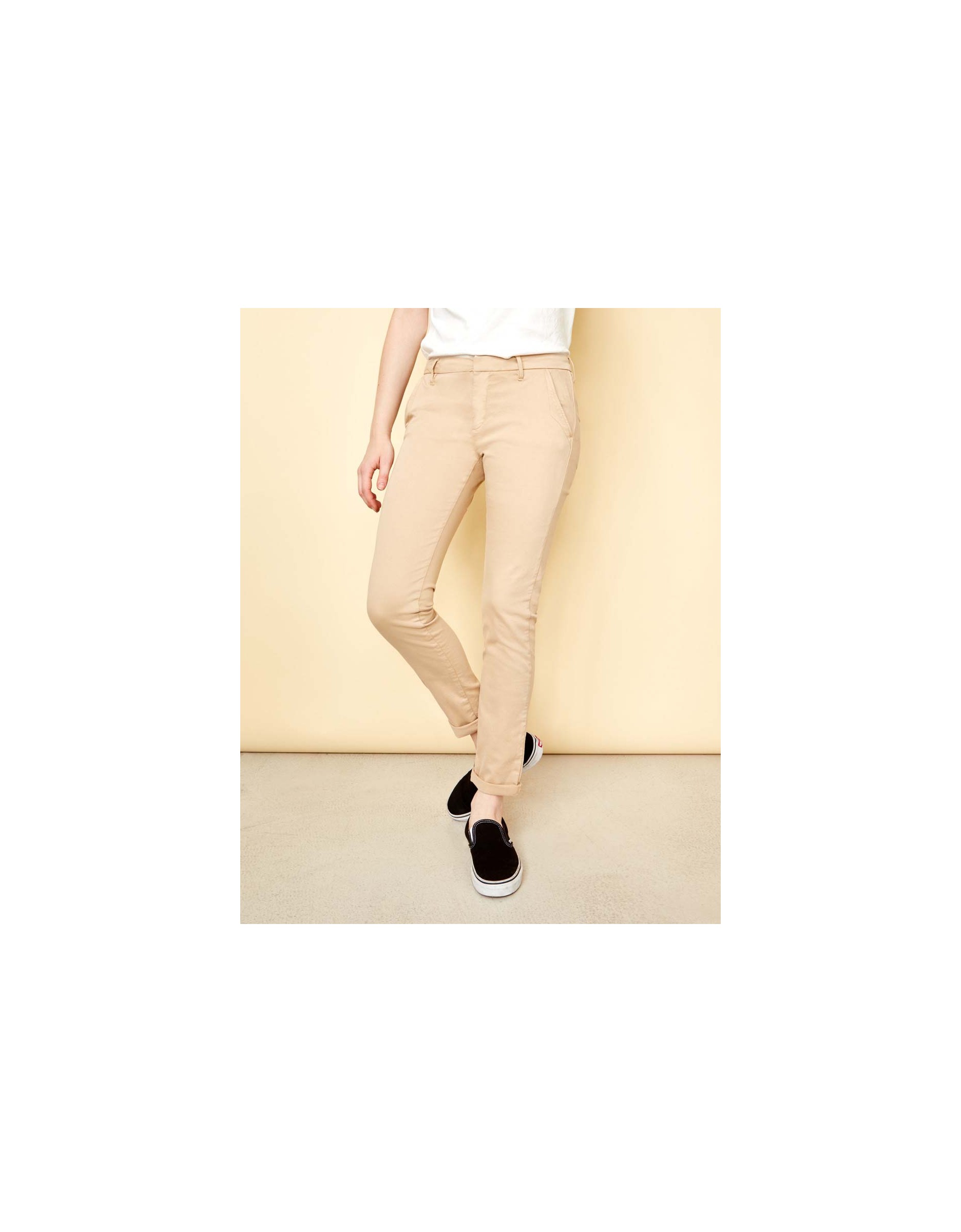 Femme Sandy Reiko Pantalon Pour Beige Chino Basic – srdthQC