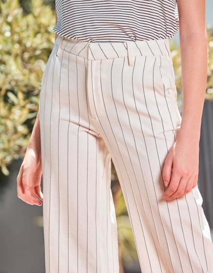 Wide cropped Trousers Paolo Fancy - WHITE STRIPED