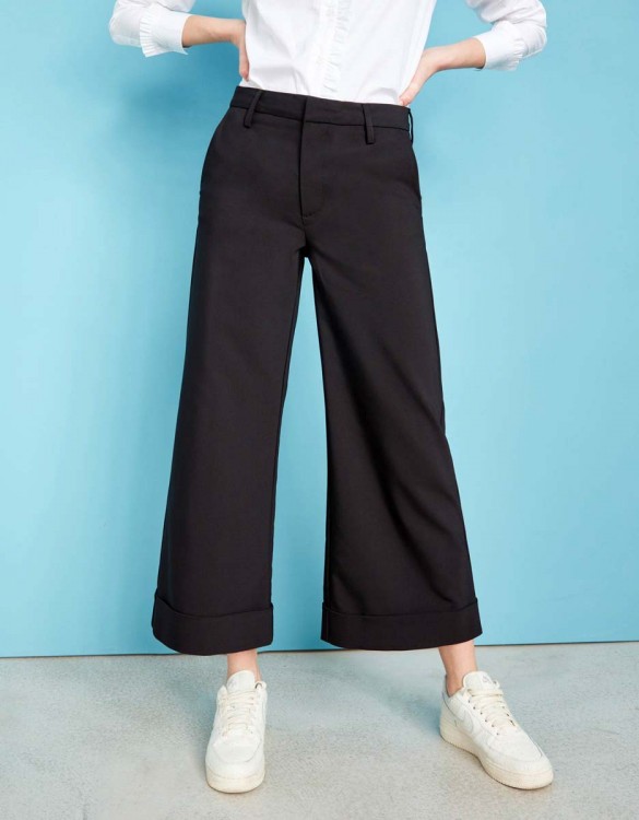 Wide cropped trousers Paolo Color - BLACK