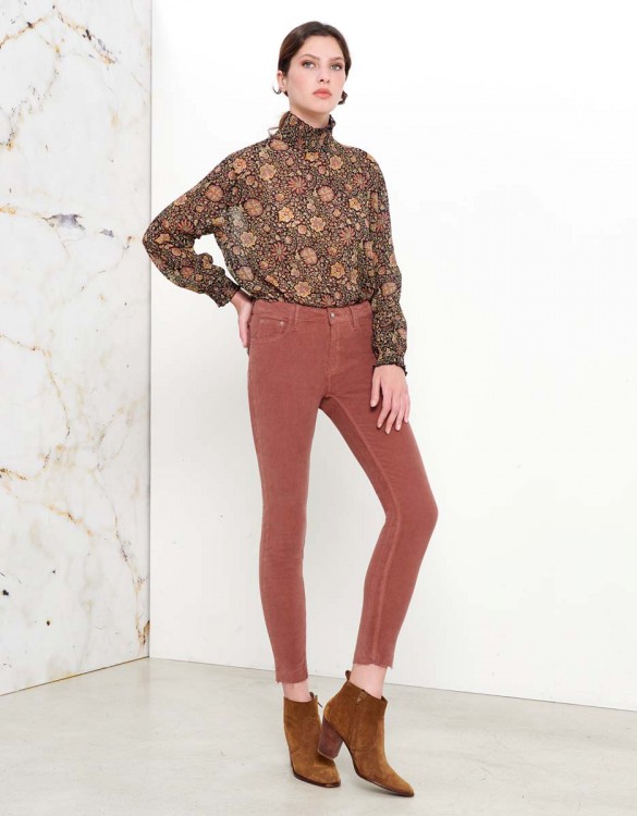 Skinny cropped trousers Lily Velvet - ROSE ANTIQUE