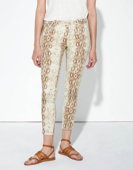 Chino trousers Sandy Cropped Printed - CAMEL SNAKE