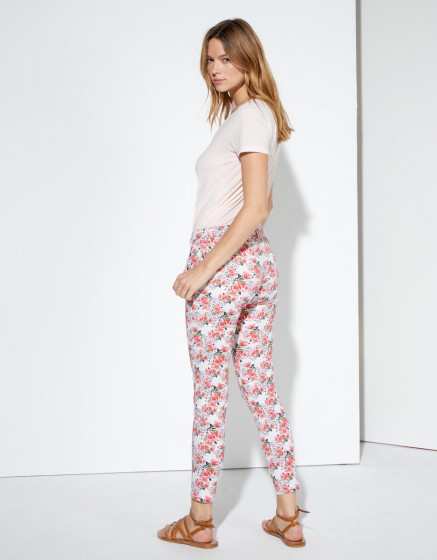 Chino trousers Sandy Cropped Printed - NEON PEONIES
