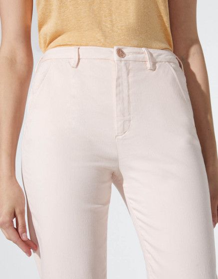 Pantalon chino Sandy high waist cropped - BABY PINK