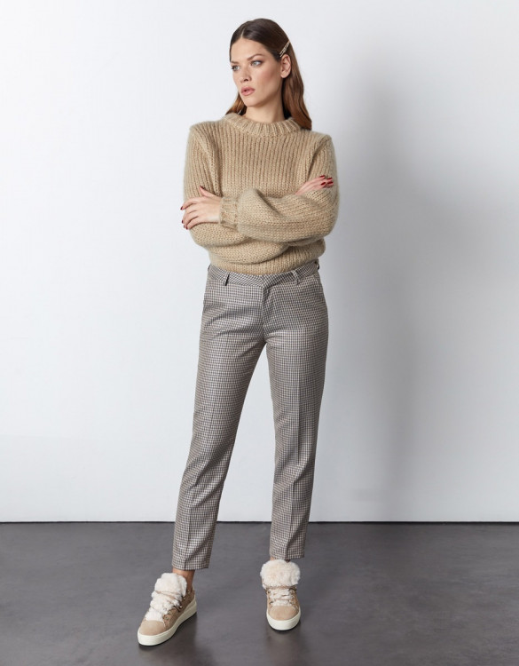 Cigarette trousers Liv Fancy - SAND HOUNDSTOOTH