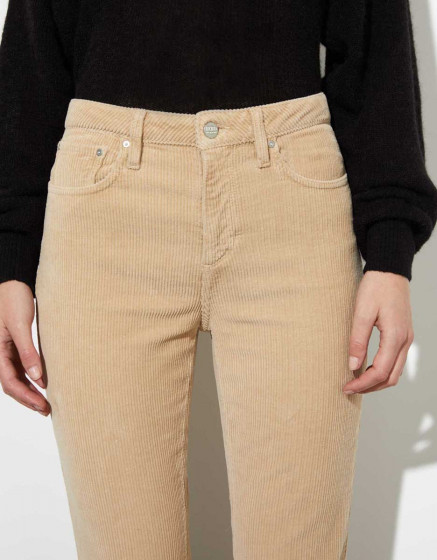 Pantalon high waist Milo Velvet - BEIGE
