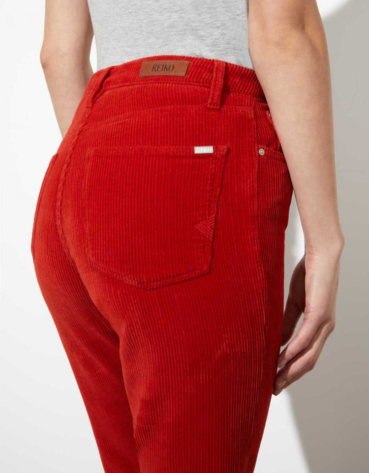 High waist trousers Milo Velvet - TERRACOTTA - RED - Outlet vêtement femme  - Reiko Jeans