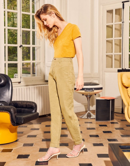 High waist trousers Nicola Color - MILITARY OLIVE