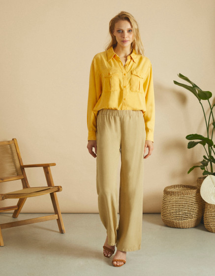 Pantalon wide Felicity Linen - DESERT SAGE 