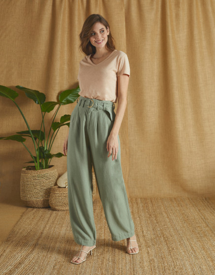 Pantalon wide Gabby Linen - GREEN BAY