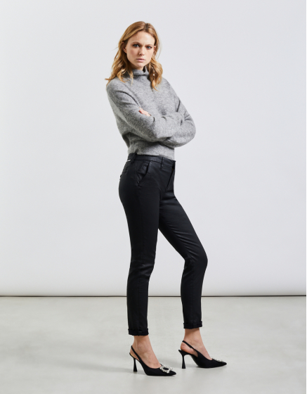 Pantalon chino enduit Sandy Coated - BLACK