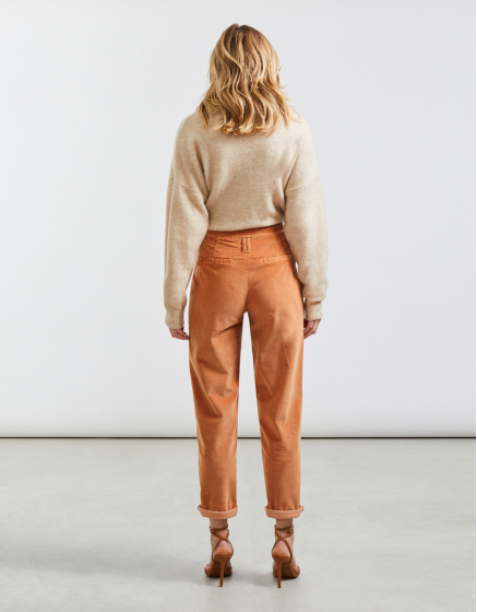 Cargo trousers Pauline Velvet - MILKY COFFEE