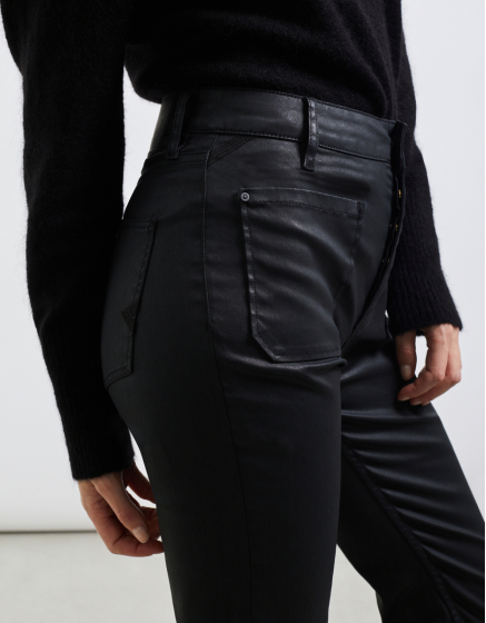Straight trousers Mercy Coated - BLACK