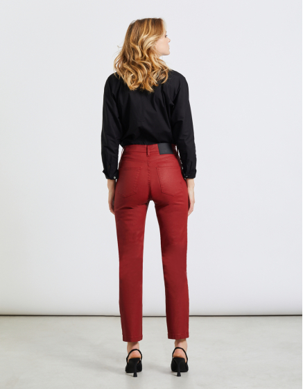 Pantalon droit Mercy Coated - DARK BERRY