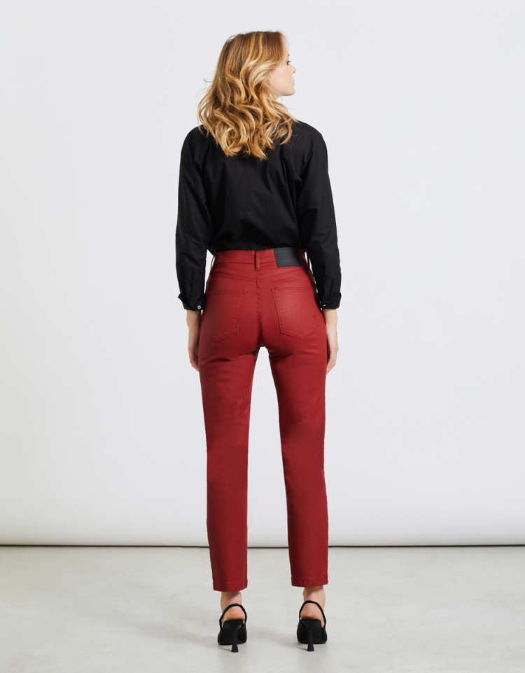 Pantalones rectos Mercy Coated - DARK BERRY - Outlet vêtement