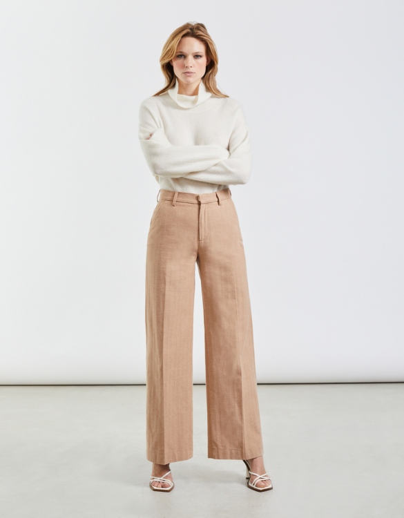 Wide trousers Pilly Fancy - CHESTNUT CREAM