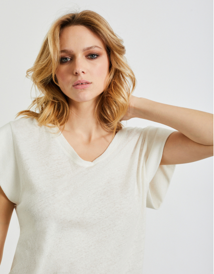 T-shirt cuello en v Tayra - WHITE