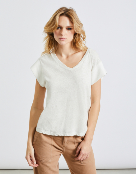 T-shirt cuello en v Tayra - WHITE