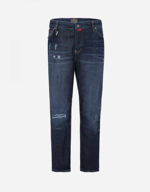 Denim straight Thomas - DARK BLUE PATCH