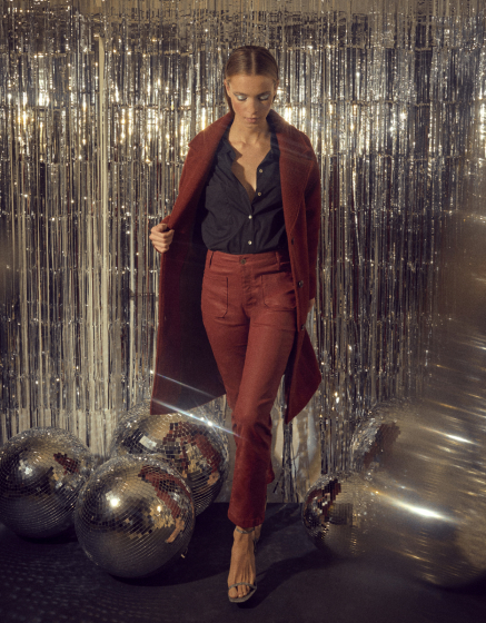 Pantalon droit Mercy Coated - DARK BERRY