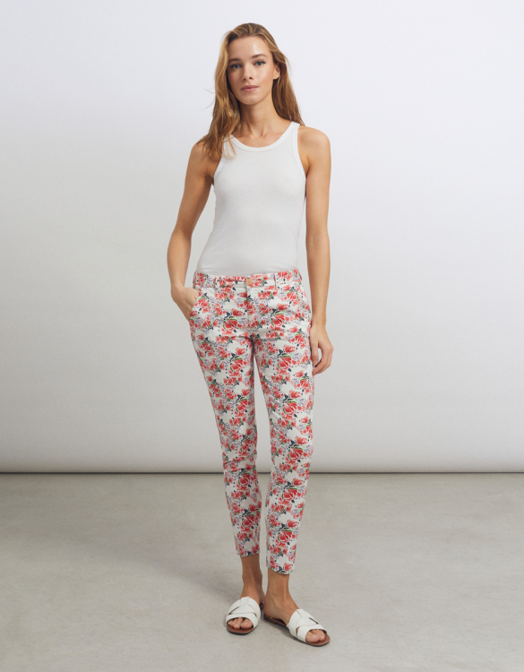 Chino trouser Sandy Cropped Printed - NEON PEONIES