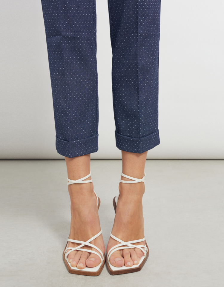 Cigarette trousers Larson Fancy DOTS WHITE Outlet Pantalons