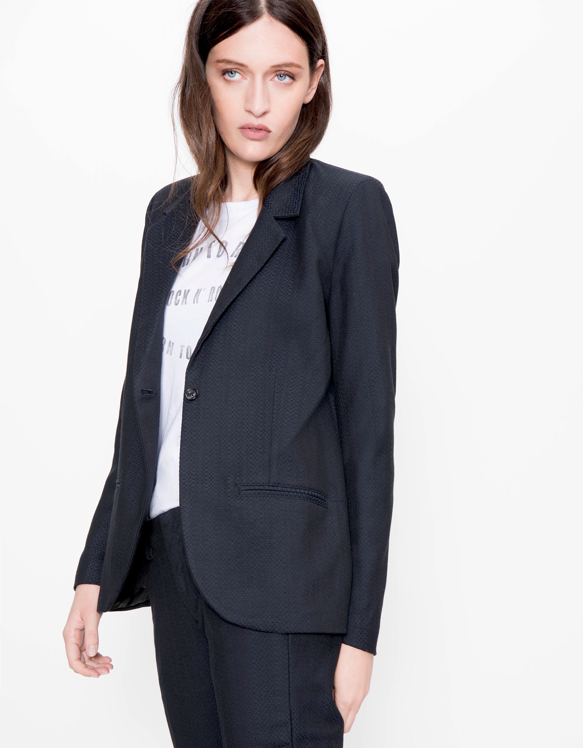 Textured blazer jacket for women Blair Fancy WOOD - REIKO